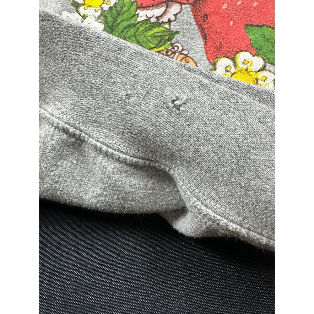 Strawberry Shortcake Graphic Sweatshirt Gray Small Embroidered Sleeve Pullover - Picture 8 of 11